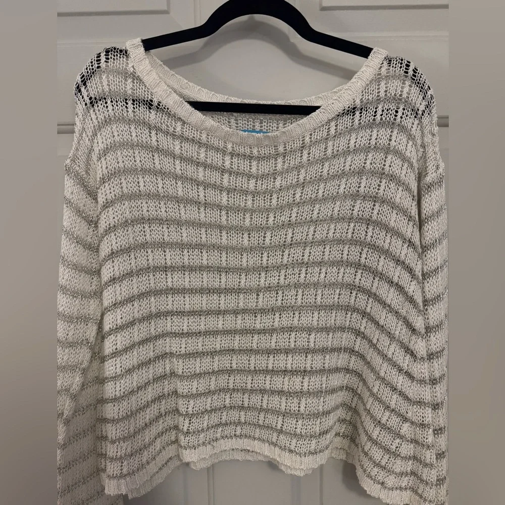 Alice + Olivia Designer Mesh Crew Neck Sweater size Large - Picture 7 of 11